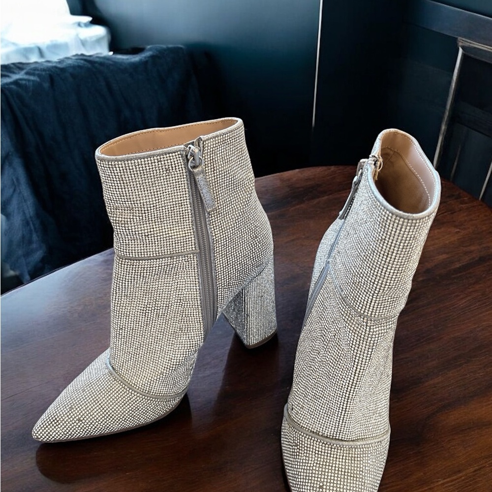 Steve Madden Shimmering Silver Ankle Booties